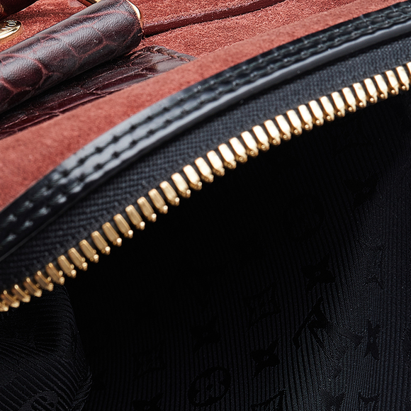 LOUIS VUITTON Brown/Black Suede And Leather Havana Stamped Trunk GM Bag - Picture 8 of 9